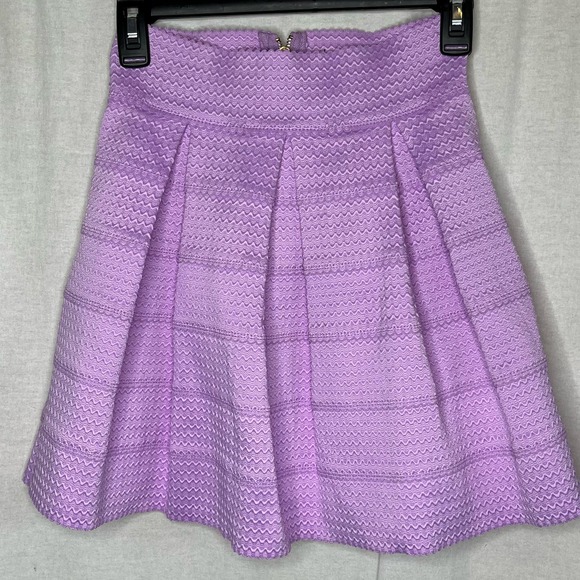 Honey Punch Purple A Line Textured Mini Skirt with Pleats Size Small Back Zipper - Picture 1 of 7